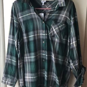 Green and White Plaid Shirt